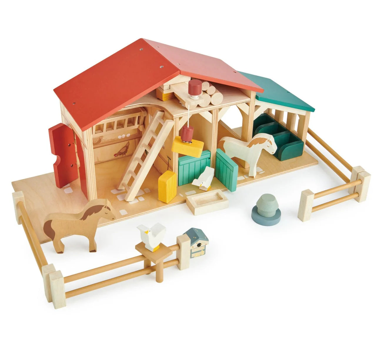 Granja de animales con establo