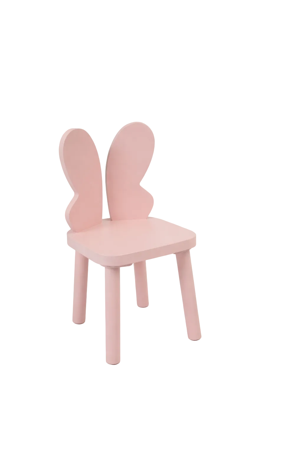 Mesa redonda con dos sillas de mariposa todas rosas